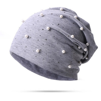 Rudens ziemas silta maisa, slouchy beanie cepure dāmām sievietēm, Rhinestone pērle, mīksta fordējama galvaskausa cepure ikdienišķa turbāna cepure