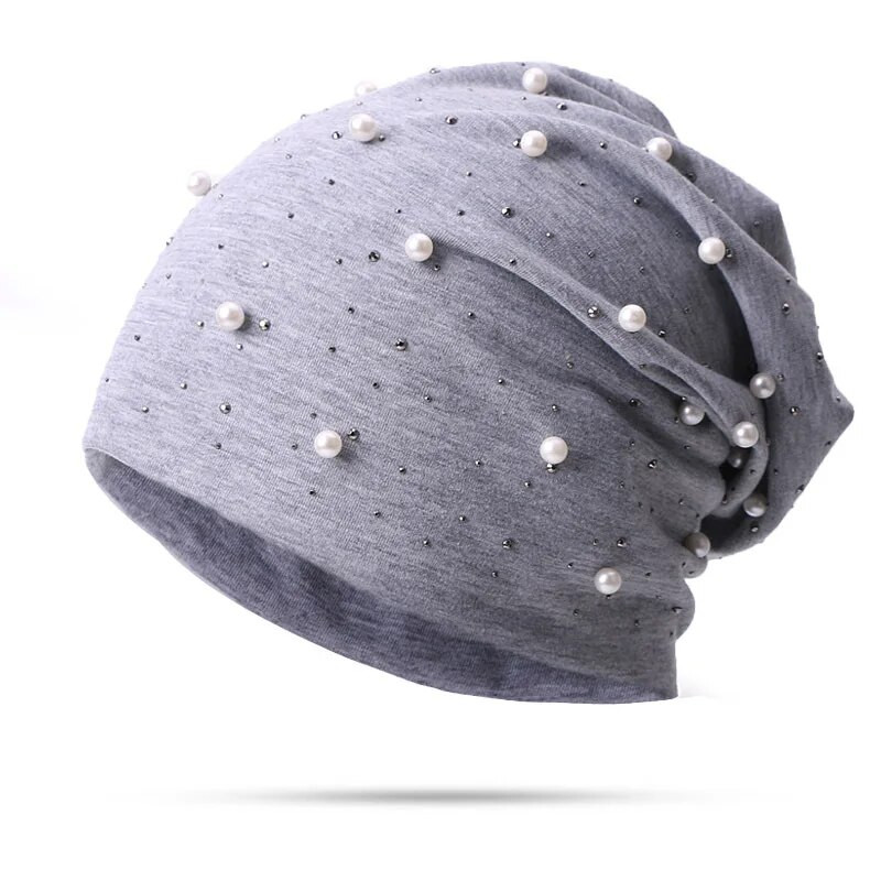 Rudens ziemas silta maisa, slouchy beanie cepure dāmām sievietēm, Rhinestone pērle, mīksta fordējama galvaskausa cepure ikdienišķa turbāna cepure