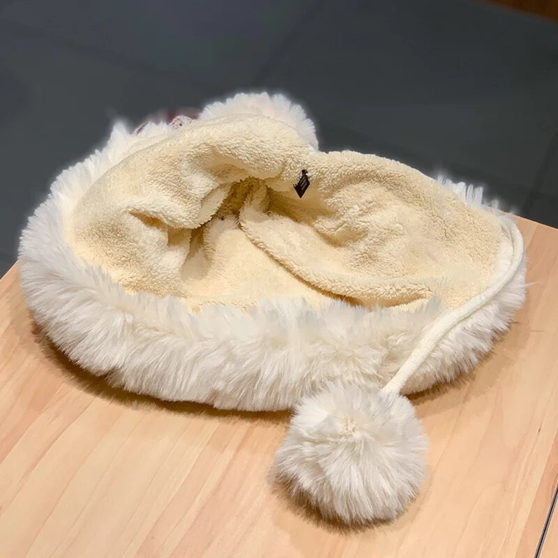 Müts Naiste sügisene ja talvine armas hirvesarve karvapall kõrvakaitse plüüsis müts jõulupaksendatud lei feng ratsamüts