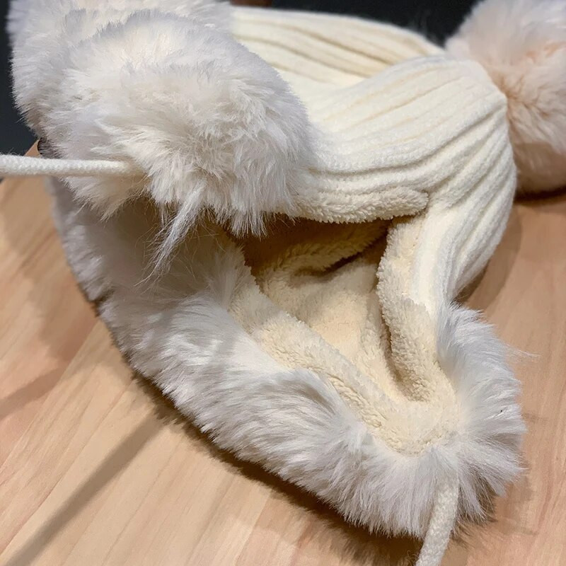 Müts Naiste sügisene ja talvine armas hirvesarve karvapall kõrvakaitse plüüsis müts jõulupaksendatud lei feng ratsamüts