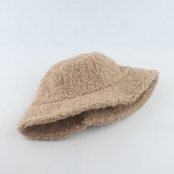Καπέλο αρνιού μάλλινο κουβά Χειμερινά ζεστά καπέλα για γυναίκες Lady Thicken Flat Top Cap Unisex Ανδρικά καπέλα Panama Outdoor Fisherman
