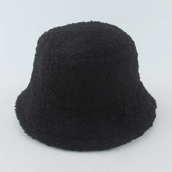 Καπέλο αρνιού μάλλινο κουβά Χειμερινά ζεστά καπέλα για γυναίκες Lady Thicken Flat Top Cap Unisex Ανδρικά καπέλα Panama Outdoor Fisherman