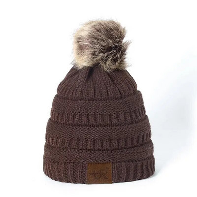Karštas išpardavimas briaunota kepurė su snapeliu mada Pridėti kailiu pamušalu pompoms Žieminės kepuraitės moterims mergaitėms šilta stora kepurė Stilingas megztas kepurė
