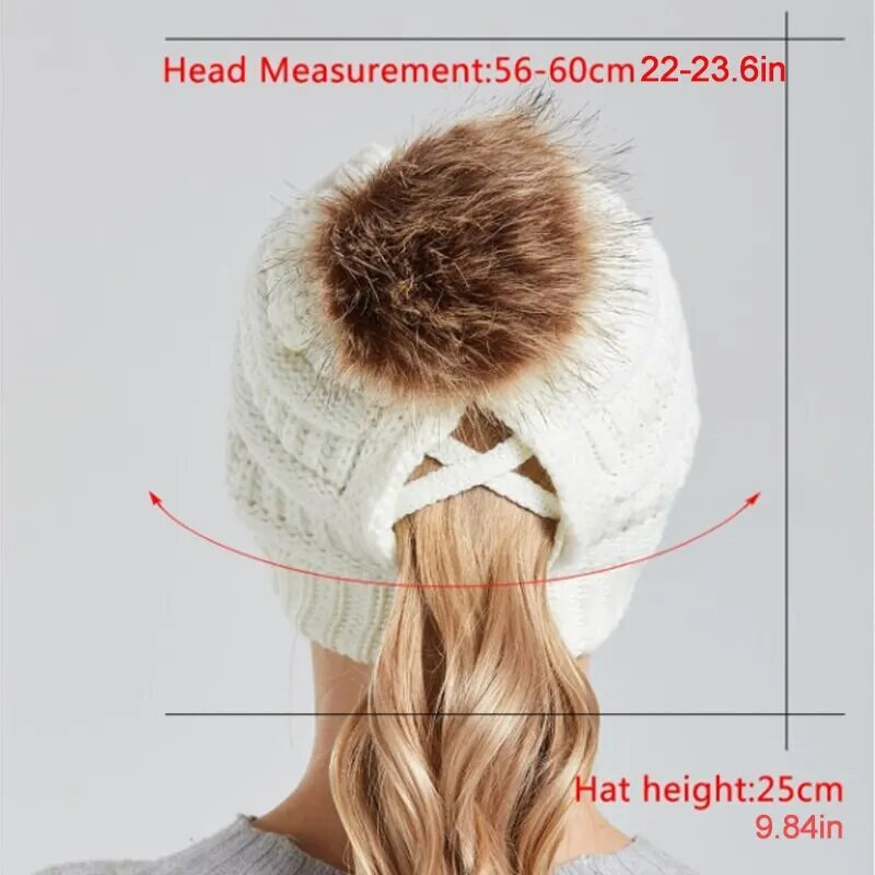 Rudens un ziemas sieviešu puķu aušana pieaugušajiem vilnas cepure Mode vienkrāsains vilnas bumbu silta trikotāžas cepure