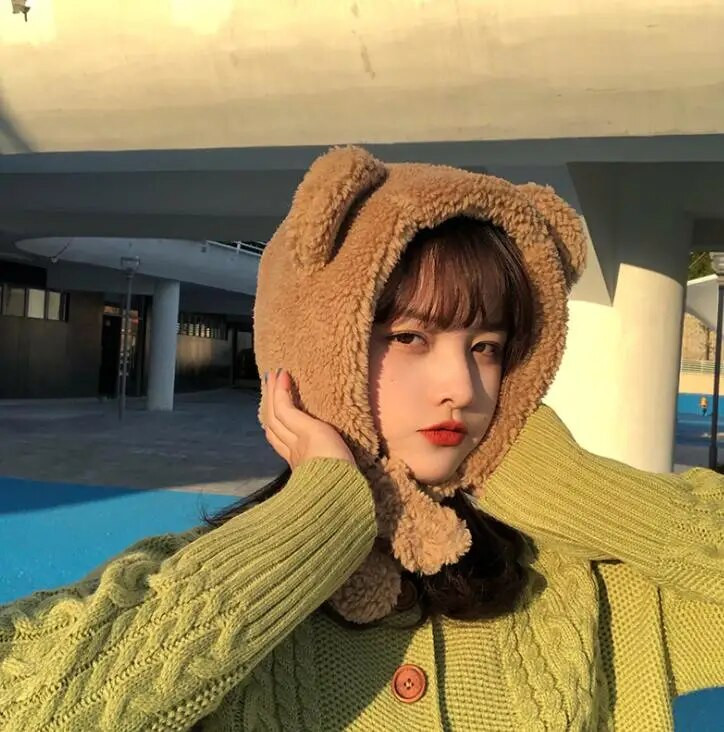 Ziemas Jauka Lāča Ausis Silta Cepure Sieviešu Pupiņas Vēja Necaurlaidīga Cepurīte Studentu Sievietēm Pievienot Vilnas Cepure Sieviešu Cepure Dāvana