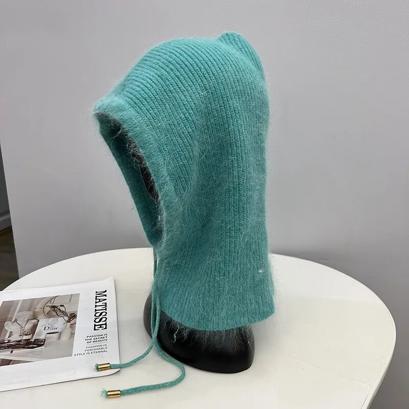 Ziemas īstas trušu kažokādas, mīkstas balaklavas ballītes maskas cepures sievietēm ar krūšturi slēpošanas velosipēds riteņbraukšana āra silta sporta trikotāžas pupiņas