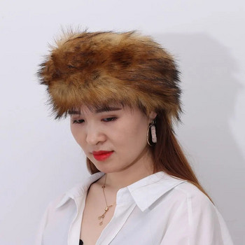Ζεστή ωτοασπίδα για κορίτσια σε εξωτερικούς χώρους Γυναικεία καπέλα χειμερινά από ψεύτικη γούνα κεφαλόδεσμος αφράτα ρωσικά καπέλα γούνα ψεύτικο βομβαρδιστικό