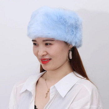 Ζεστή ωτοασπίδα για κορίτσια σε εξωτερικούς χώρους Γυναικεία καπέλα χειμερινά από ψεύτικη γούνα κεφαλόδεσμος αφράτα ρωσικά καπέλα γούνα ψεύτικο βομβαρδιστικό