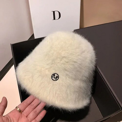 Korejas dizainers M kausa cepure sieviete silta plīša Angola trusis kažokādas cepure dāma rudens ziema ins modes baseina cepure Retro pūkaina Panama