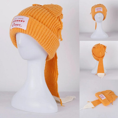 2023. gada jauns modes ziemas skullīši Cute sieviešu lapsas aste Trikotāžas kostīms Beanie Cepures Savienojošas krāsas Dāvana Hip-hop Cepurīte