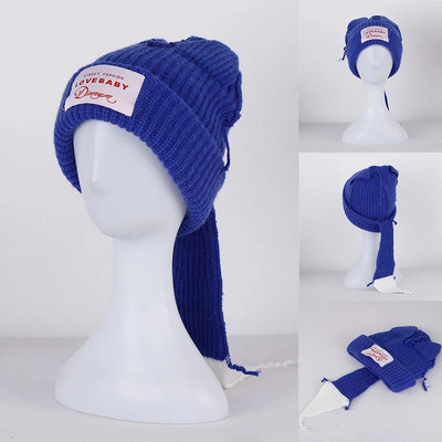 2023. gada jauns modes ziemas skullīši Cute sieviešu lapsas aste Trikotāžas kostīms Beanie Cepures Savienojošas krāsas Dāvana Hip-hop Cepurīte