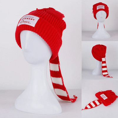 2023. gada jauns modes ziemas skullīši Cute sieviešu lapsas aste Trikotāžas kostīms Beanie Cepures Savienojošas krāsas Dāvana Hip-hop Cepurīte