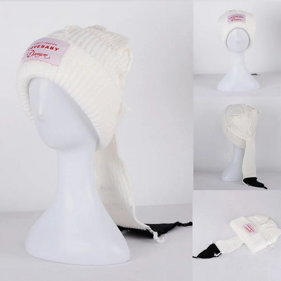 2023. gada jauns modes ziemas skullīši Cute sieviešu lapsas aste Trikotāžas kostīms Beanie Cepures Savienojošas krāsas Dāvana Hip-hop Cepurīte