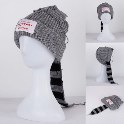 2023. gada jauns modes ziemas skullīši Cute sieviešu lapsas aste Trikotāžas kostīms Beanie Cepures Savienojošas krāsas Dāvana Hip-hop Cepurīte