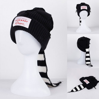 2023. gada jauns modes ziemas skullīši Cute sieviešu lapsas aste Trikotāžas kostīms Beanie Cepures Savienojošas krāsas Dāvana Hip-hop Cepurīte