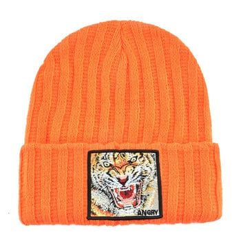 Νέα μόδα πλεκτά καπέλα Beanie με κέντημα Tiger Patch Hip Hop Skullies Beanies Ανδρικά Γυναικεία Πλεκτό Χειμερινό Πλεκτό Καπέλο Σκι Μονόχρωμο