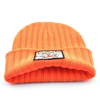 Νέα μόδα πλεκτά καπέλα Beanie με κέντημα Tiger Patch Hip Hop Skullies Beanies Ανδρικά Γυναικεία Πλεκτό Χειμερινό Πλεκτό Καπέλο Σκι Μονόχρωμο