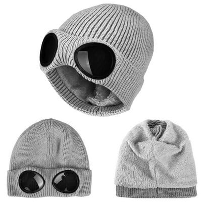 Pălărie de modă cu ochelari Femei Iarnă Solid Casual Beanie Tricotat Coreeană tricotată Portocaliu Negru Cap de încălzire