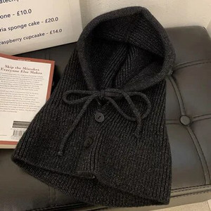 Ziemas siltāks balaklavas vāciņš vīriešiem un sievietēm, aukliņas pupiņām, cepures unisex trikotāžas pogas priekšautiņš viengabalains ar kapuci Cepures ausu aizbāžņi