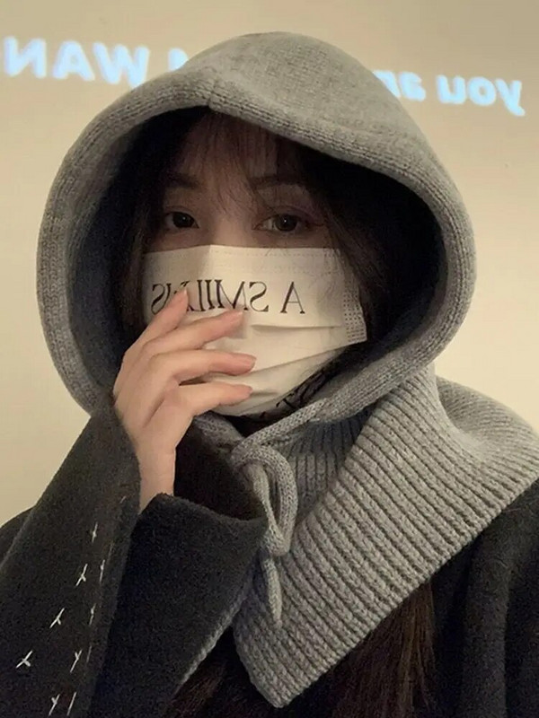 Ziemas siltāks balaklavas vāciņš vīriešiem un sievietēm, aukliņas pupiņām, cepures unisex trikotāžas pogas priekšautiņš viengabalains ar kapuci Cepures ausu aizbāžņi