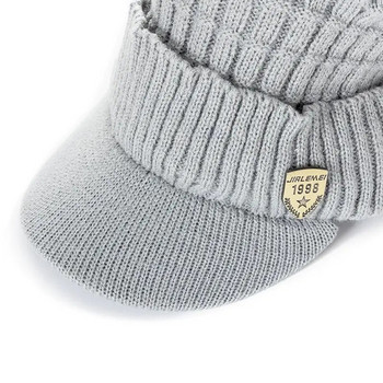 Unisex Keep Warm Hat Κομψά χειμωνιάτικα καπέλα για άνδρες Προσθέστε μαλακό καπέλο με γούνινη επένδυση με γείσο 1998 Πλεκτό καπέλο για γυναίκες