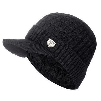 Unisex Keep Warm Hat Stilingos žieminės kepurės vyrams Pridėkite kailiu pamuštą minkštą kepurėlę su snapeliu 1998 m. etiketė Stora megzta kepurė moterims