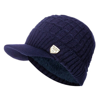 Unisex Keep Warm Hat Stilingos žieminės kepurės vyrams Pridėkite kailiu pamuštą minkštą kepurėlę su snapeliu 1998 m. etiketė Stora megzta kepurė moterims