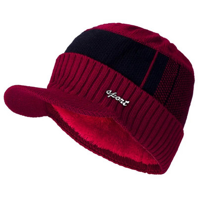 Unisex Keep Warm Hat Stilingos žieminės kepurės vyrams Pridėkite kailiu pamuštą minkštą kepurėlę su snapeliu 1998 m. etiketė Stora megzta kepurė moterims