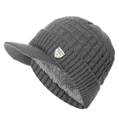 Unisex Keep Warm Hat Stilingos žieminės kepurės vyrams Pridėkite kailiu pamuštą minkštą kepurėlę su snapeliu 1998 m. etiketė Stora megzta kepurė moterims