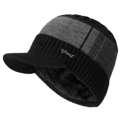 Unisex Keep Warm Hat Stilingos žieminės kepurės vyrams Pridėkite kailiu pamuštą minkštą kepurėlę su snapeliu 1998 m. etiketė Stora megzta kepurė moterims