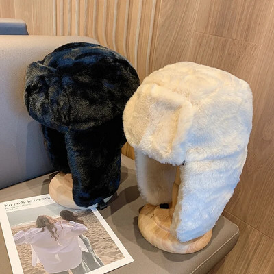 Moteriška žieminė pastorinta šilta kepuraitė rusiška kepuraitė Korėjos mados Ushanka Earflap pilotinė kepurė Moteriška tendencija Bomber kepurė reguliuojama