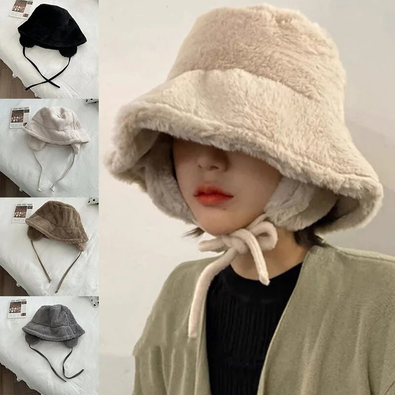 Uued Korea Fishmani mütsid kõrvakaitsega mütsid naistele sügis- ja talvised reisid Mitmekülgsed soojad retro plüüsist mütsid Ins Y2k
