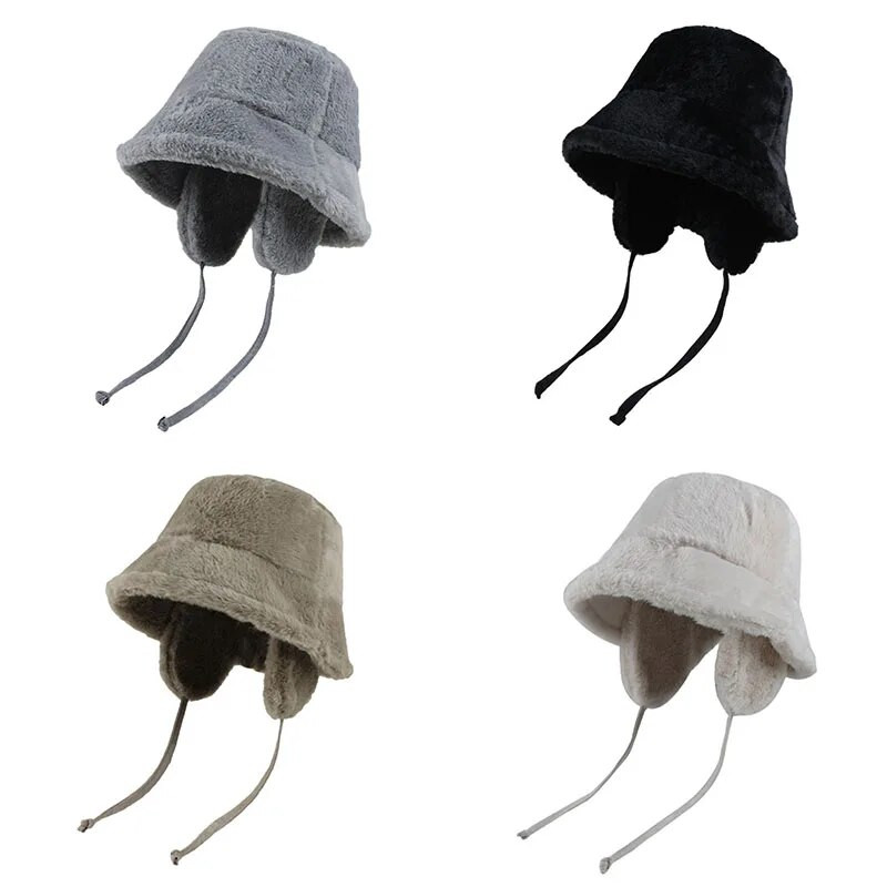 Uued Korea Fishmani mütsid kõrvakaitsega mütsid naistele sügis- ja talvised reisid Mitmekülgsed soojad retro plüüsist mütsid Ins Y2k