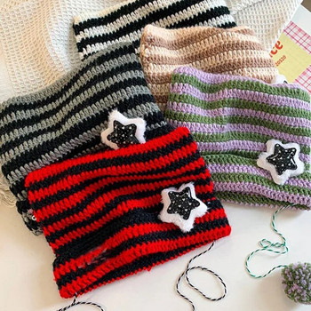 Little Devil Knited Beanie καπέλο Γυναικεία Πανκ Κορίτσια Y2K Star Skullies Ριγέ μάλλινο καπάκι Γλυκά αυτιά γάτας Πιο ζεστό καπό Streetwear