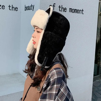 Καπέλο Winter Lei Feng Earflap Βαμβακερό βελούδινο χοντρό καπέλο βομβαρδιστικό σκι για υπαίθριο σκι Ρωσικό καπέλο βομβαρδιστικών γυναικών Ανδρικό ζεστό αντιανεμικό καπέλο πιλότου