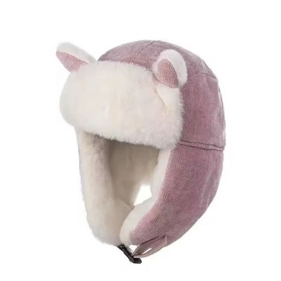 Ziemas Lei Feng Cepure Ausu vāciņš Kokvilnas Plīša Bieza Bomber Cepure Āra Slēpošana Krievu Bomber Cepure Sieviešu Vīriešu Silta Vēja Necaurlaidīga Pilota cepure