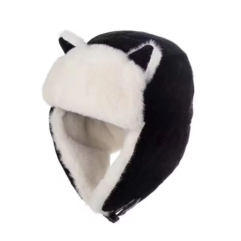 Ziemas Lei Feng Cepure Ausu vāciņš Kokvilnas Plīša Bieza Bomber Cepure Āra Slēpošana Krievu Bomber Cepure Sieviešu Vīriešu Silta Vēja Necaurlaidīga Pilota cepure