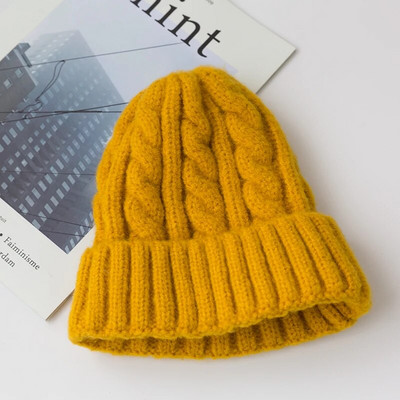 Jaunas Candy Colors Trikotāžas cepures sievietēm Kpop Style Twist Vilnas Beanie Cepure Rudens un ziemas sieviešu vāciņš Keep Warm Ziemas cepure