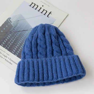 Jaunas Candy Colors Trikotāžas cepures sievietēm Kpop Style Twist Vilnas Beanie Cepure Rudens un ziemas sieviešu vāciņš Keep Warm Ziemas cepure