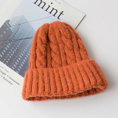 Jaunas Candy Colors Trikotāžas cepures sievietēm Kpop Style Twist Vilnas Beanie Cepure Rudens un ziemas sieviešu vāciņš Keep Warm Ziemas cepure