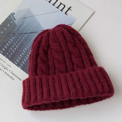 Jaunas Candy Colors Trikotāžas cepures sievietēm Kpop Style Twist Vilnas Beanie Cepure Rudens un ziemas sieviešu vāciņš Keep Warm Ziemas cepure