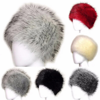 Pălărie de blană de vulpe falsă Căciulă pentru femeie, la modă nouă, iarnă, caldă, pufoasă, de blană artificială, pălărie de femeie.