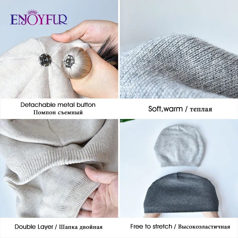 BAUDI Ziemas sievietēm īstas kažokādas pom pom cepures vilnas adītas biezas, siltas oderetas pupiņas cepures sieviešu modes slēpošanas cepures