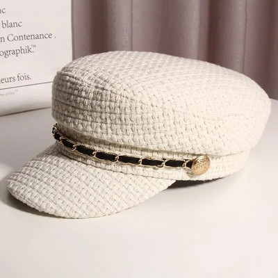 Rudens un ziemas cepure sievietēm britu plakana augšdaļa, retro daudzpusīga, moderna pīļu cepure Mākslinieka cepure astoņstūra berete pavasaris un rudens