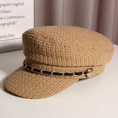 Rudens un ziemas cepure sievietēm britu plakana augšdaļa, retro daudzpusīga, moderna pīļu cepure Mākslinieka cepure astoņstūra berete pavasaris un rudens