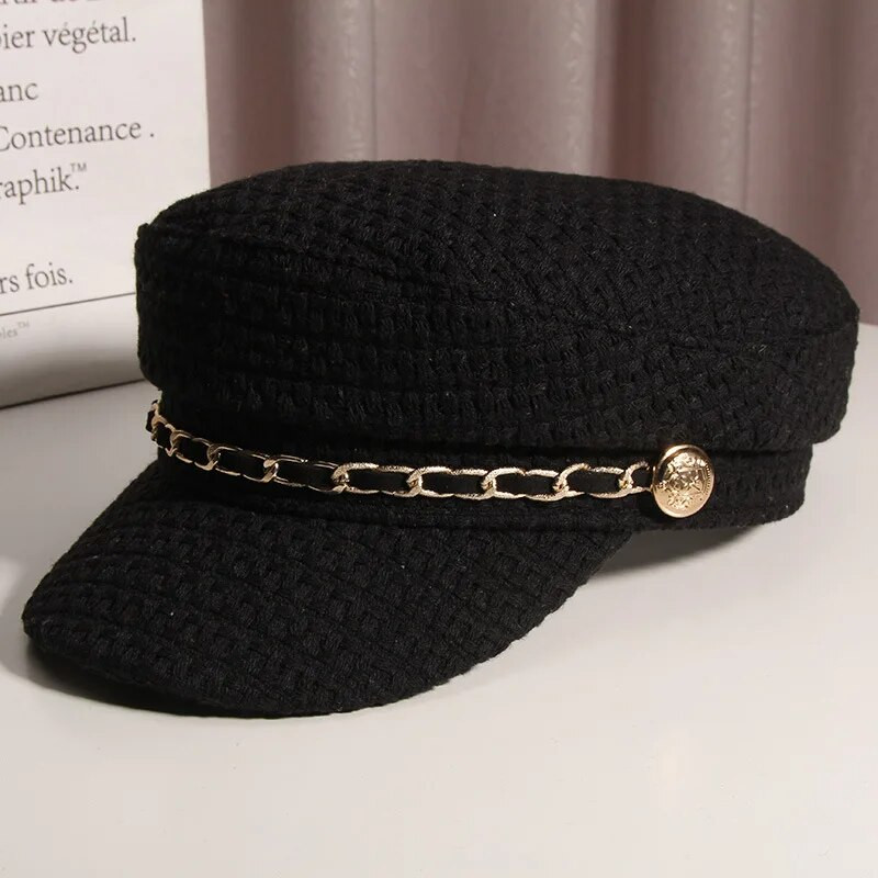 Rudens un ziemas cepure sievietēm britu plakana augšdaļa, retro daudzpusīga, moderna pīļu cepure Mākslinieka cepure astoņstūra berete pavasaris un rudens