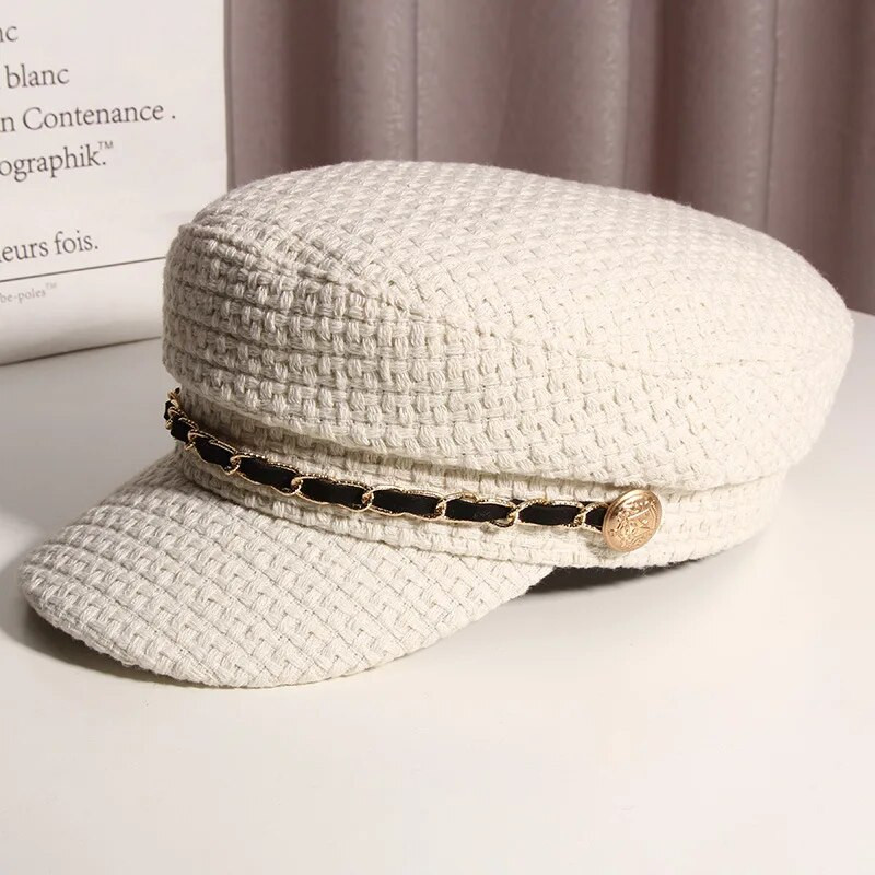 Rudens un ziemas cepure sievietēm britu plakana augšdaļa, retro daudzpusīga, moderna pīļu cepure Mākslinieka cepure astoņstūra berete pavasaris un rudens