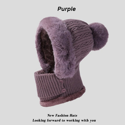CHRLCK Winter New Twist ριγέ Πλεκτό Καπέλο Κασκόλ Unisex Velvet Ολόσωμο ζεστό Beanies Γυναικεία Προστασία Αυτιών Μάλλινα καπέλα