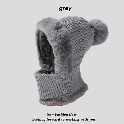CHRLCK Winter New Twist ριγέ Πλεκτό Καπέλο Κασκόλ Unisex Velvet Ολόσωμο ζεστό Beanies Γυναικεία Προστασία Αυτιών Μάλλινα καπέλα