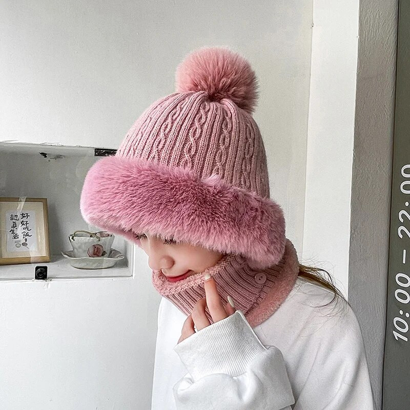 CHRLCK Ziemas Jauna Twist Svītraina Trikotāžas Cepures Šalle Unisex Samts Viengabala siltas pupiņas Sieviešu ausu Kakla aizsardzība Vilnas cepures